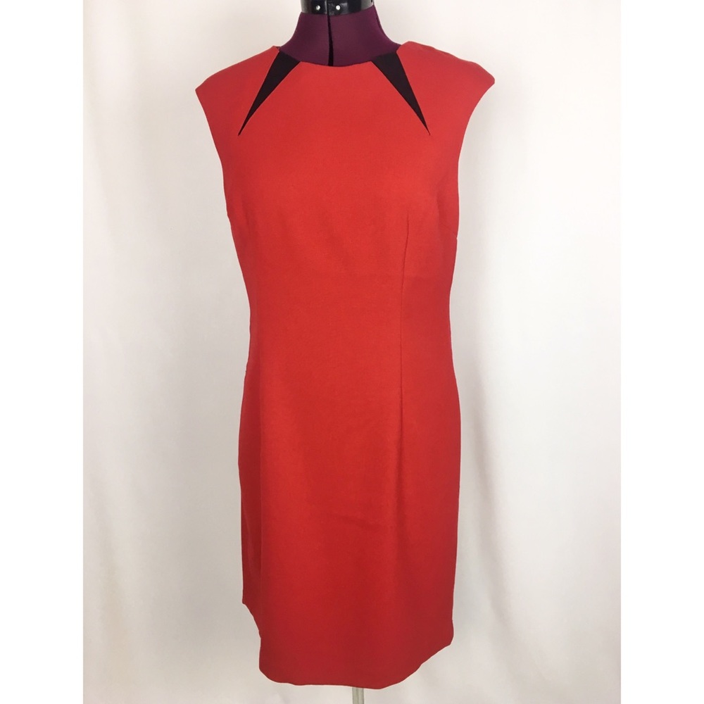 The Limited Red Career Work Dress Black Mesh Sz 14